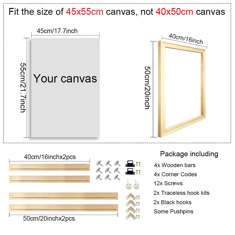 40x60 50x70 60x90 60x120 DIY Wood Frame Kit for Canvas Oil Painting Frame Bars Wood Frame for Diamond Painting Wall Art Frame