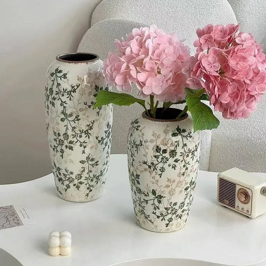 New Chinese Style Porcelain Vase Vintage Retro Ceramic Flower Vase for Living Room Home Decor