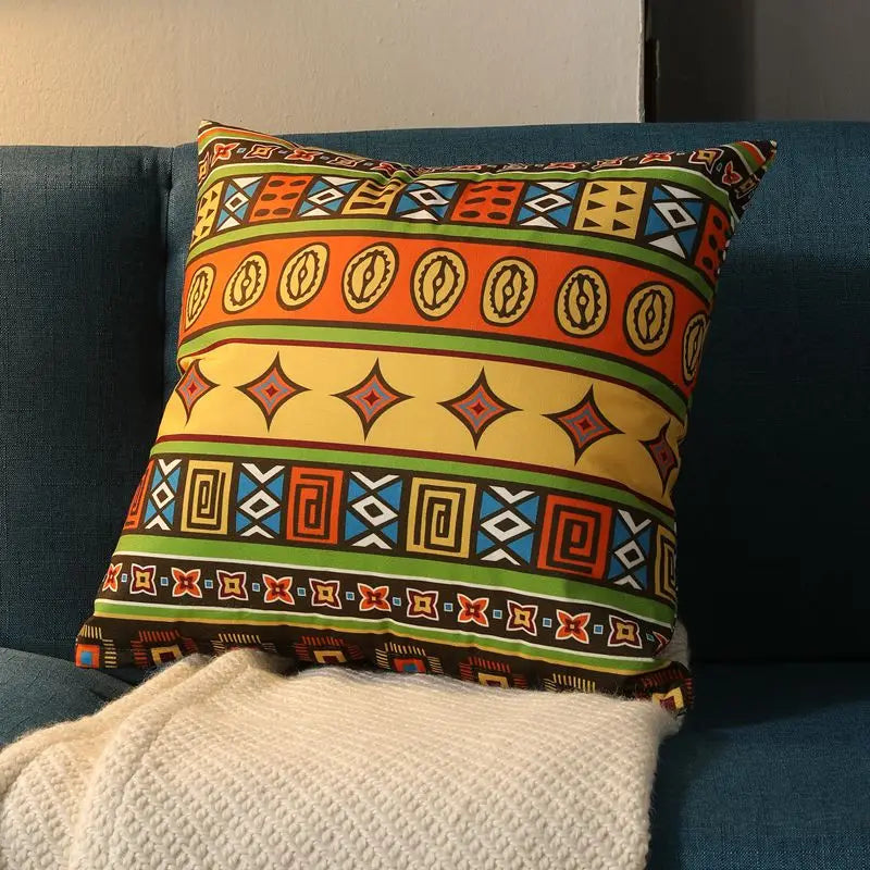 Ethnic Style Retro Pillow with Core Bohemian Square Cushion Homestay Bedroom Living Room Sofa Backrest Lumbar Pillow