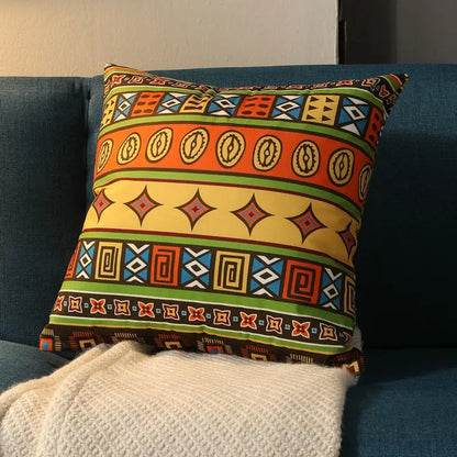 Ethnic Style Retro Pillow with Core Bohemian Square Cushion Homestay Bedroom Living Room Sofa Backrest Lumbar Pillow