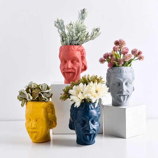 Statue Flower Vase Pot Flowerpot Sculpture Flower Pot Desktop Flower Arrangement Container Flowerpot Head Statue Ornaments Gift