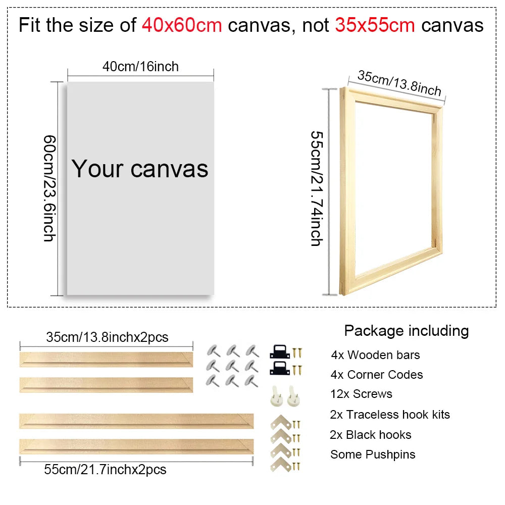 180+ Sizes DIY Wood Frames 60x90 70x100 40x50 30x40 Canvas Oil Painting Frames Wood Frame for Diamond Painting Wall Art Frame