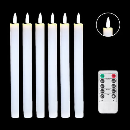 12-120pcs LED Flameless Taper Candle 3D Flickering Candlesticks with Remote Battery Operated Candles for Wedding Halloween Decor