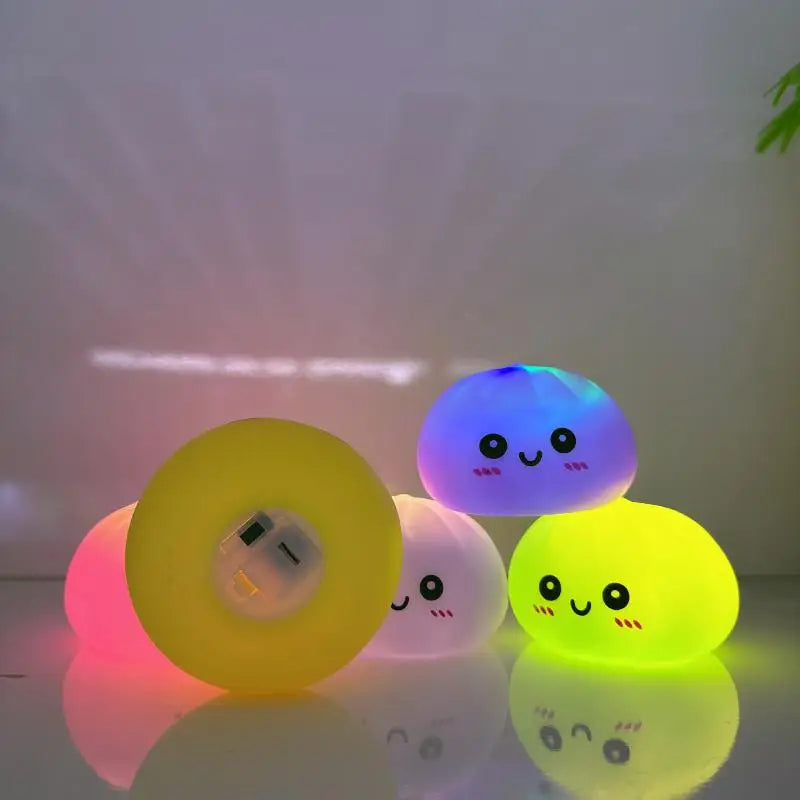 Creative Squishy Dumpling LED Night Light Pressable Stress Relief Toy Cute Decor Lamp for Birthday Party Baby Shower