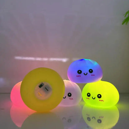 Creative Squishy Dumpling LED Night Light Pressable Stress Relief Toy Cute Decor Lamp for Birthday Party Baby Shower