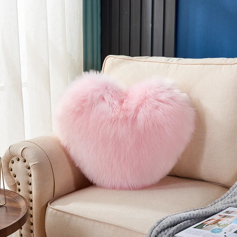 1pc Heart/Square Shaped Throw Pillow Cushion, Long Plush Cushion Pad Pillow Fluffy Soft & Comfortable Pillow For Room