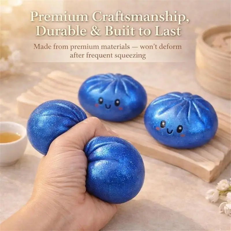 ^1Pcs Glitter Dumpling Squishy With Box Dumplings Sensory Squeeze Toy Simulated Food Decompression Toys For Stress Relief