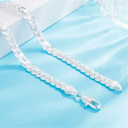 Fine Top Brand Silver Color 6mm Chain Necklace for Woman Men 16-24inch Fashion Wedding Party Jewelry Gift Dropshipping