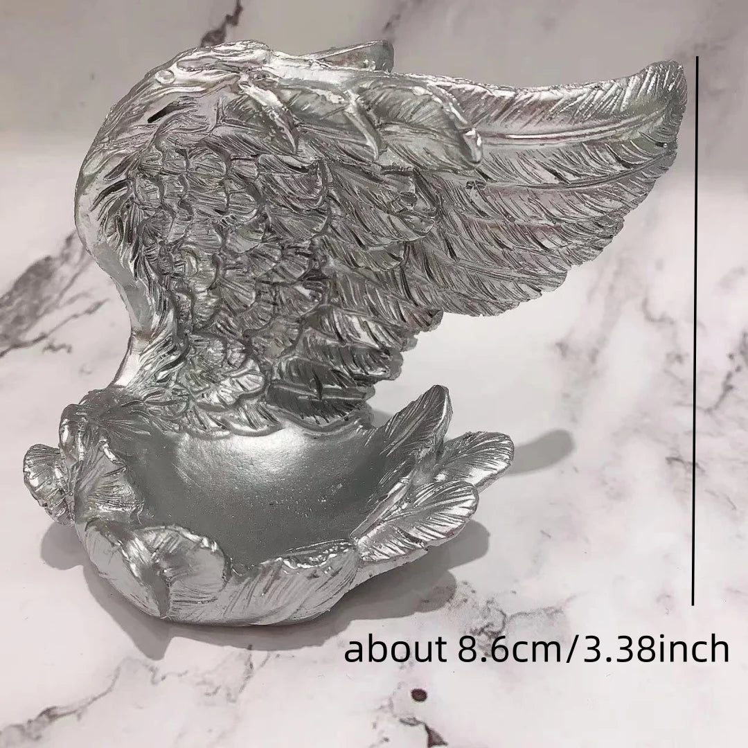 1pc Creative angel wings, resin handcrafted crystal ball base, desktop decoration, glass ball seat, display item base