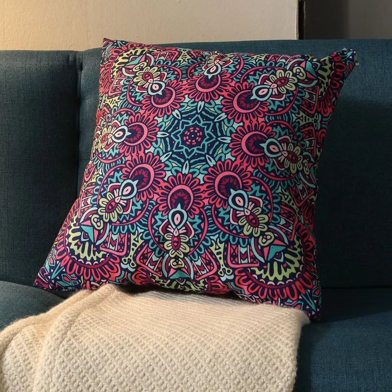 Ethnic Style Retro Pillow with Core Bohemian Square Cushion Homestay Bedroom Living Room Sofa Backrest Lumbar Pillow