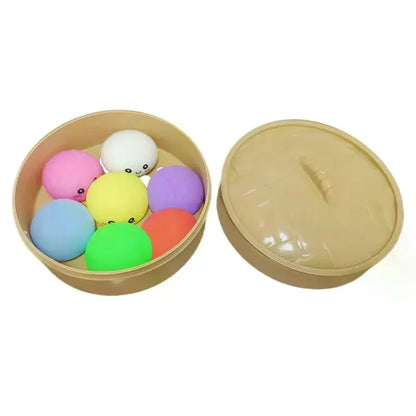 Prank Toy Soft Cute Dumplings Squishy With Steamer Squeezable Squishy Crystal Bun Pinch Food Shape Fidget Sensory Toy Kids Toy