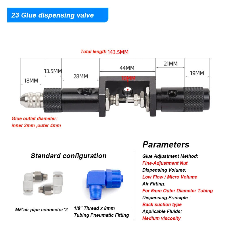 3131 Suck Back Large Flow Viscosity Adjustable Precision Glue Dispensing Valve