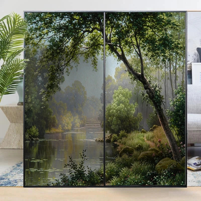 Decorative Privacy Window Film — Frosted Forest Design