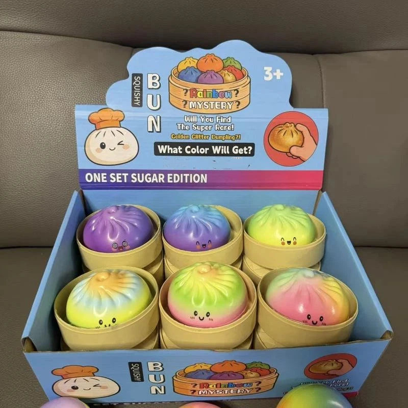 Dumpling Squishies New Pressure Cute Colorful Bun Toy Slow Rising Stress Relief Fidget For Adults Anti-Anxiety Gift