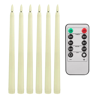 LED Flameless Taper Candles Flickering with 10-Key Remote 11" Battery Operated Ivory Candlesticks Christmas Home Wedding Decor