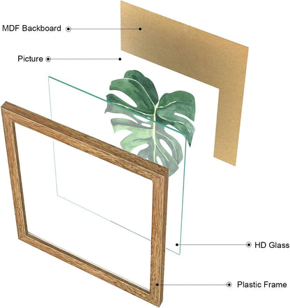 Framed Bathroom Wall Art Decor, 10x10 Inch 4 Pack Botanical Gallery Wall Frame Set Modern Farmhouse Sage Green Prints Artwork for Spa, Restroom, Bedroom, Office Decoration (Walnut)
