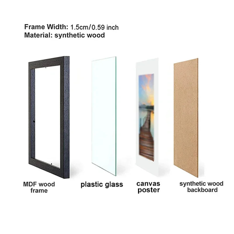 A4 Wood Photo Frame 1/2/3PCS 8x12inch Black White Brown Certificates Frame Picture Frame Log Color Home Decor Poster Frame