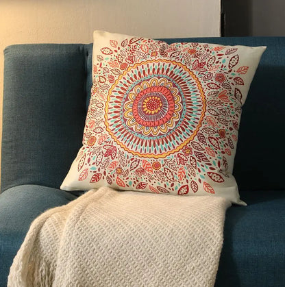 Ethnic Style Retro Pillow with Core Bohemian Square Cushion Homestay Bedroom Living Room Sofa Backrest Lumbar Pillow