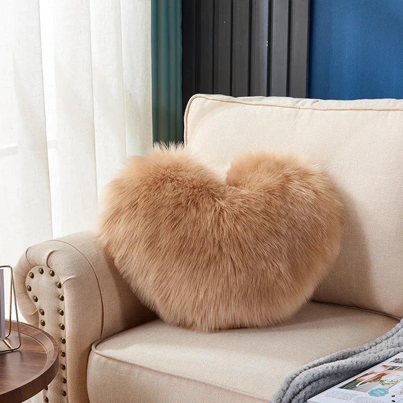 1pc Heart/Square Shaped Throw Pillow Cushion, Long Plush Cushion Pad Pillow Fluffy Soft & Comfortable Pillow For Room