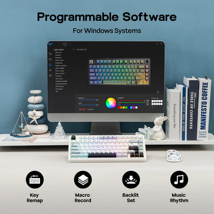 EPOMAKER X AULA F75 75% ANSI Hot-Swap Gasket Bluetooth 5.0/2.4G Wireless/Wired Mechanical Keyboard PBT Keycaps for Mac/Win