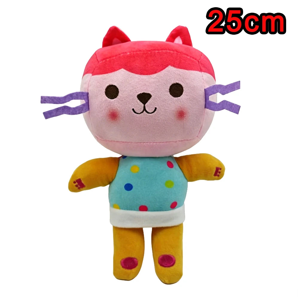 8pcs New Gabbys doll house Plush keychain Toy Mercat Cartoon Stuffed Animals Smiling Cat Car Cat Hug Gaby Girl Birthday Gift