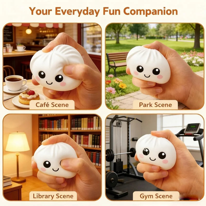 Giant Simulation Steamed Stuffed Bun Glitter Dumpling Squishy With Box Dumplings Sensory Squeeze Toy Kids Gift For Stress Relief