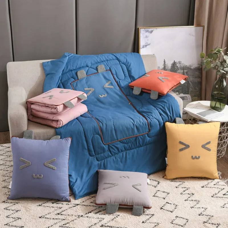 Car Cushion 2-in-1 Pillow Blanket Multi-Functional Sanding Cartoon Pillow Quilt Pillow Blanket