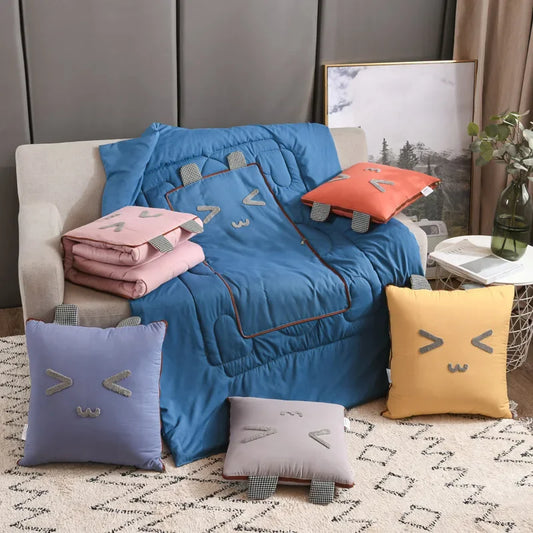 Car Cushion 2-in-1 Pillow Blanket Multi-Functional Sanding Cartoon Pillow Quilt Pillow Blanket