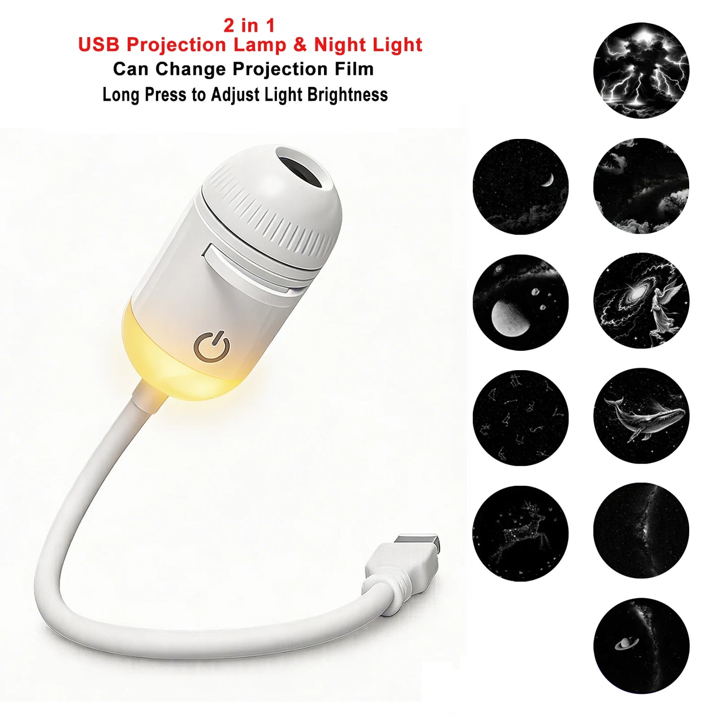 USB Car Atmosphere Projector Light Car Interior Ambient Light LED Starry Star Light Party Decor Romantic Saturn Galaxy Light