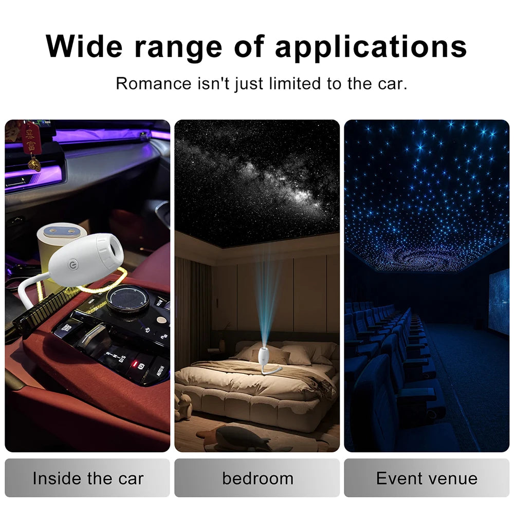 USB Car Atmosphere Projector Light Car Interior Ambient Light LED Starry Star Light Party Decor Romantic Saturn Galaxy Light