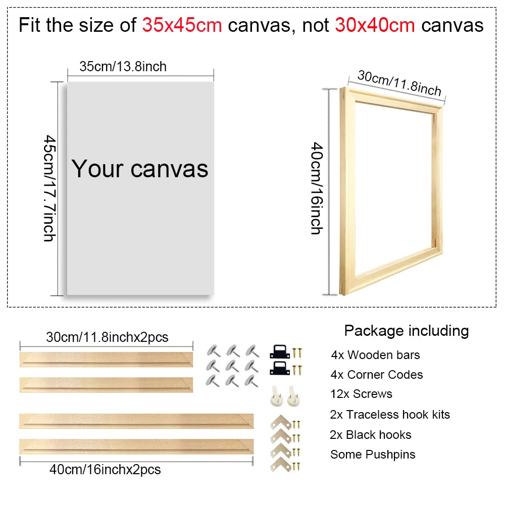 40x60 50x70 60x90 60x120 DIY Wood Frame Kit for Canvas Oil Painting Frame Bars Wood Frame for Diamond Painting Wall Art Frame