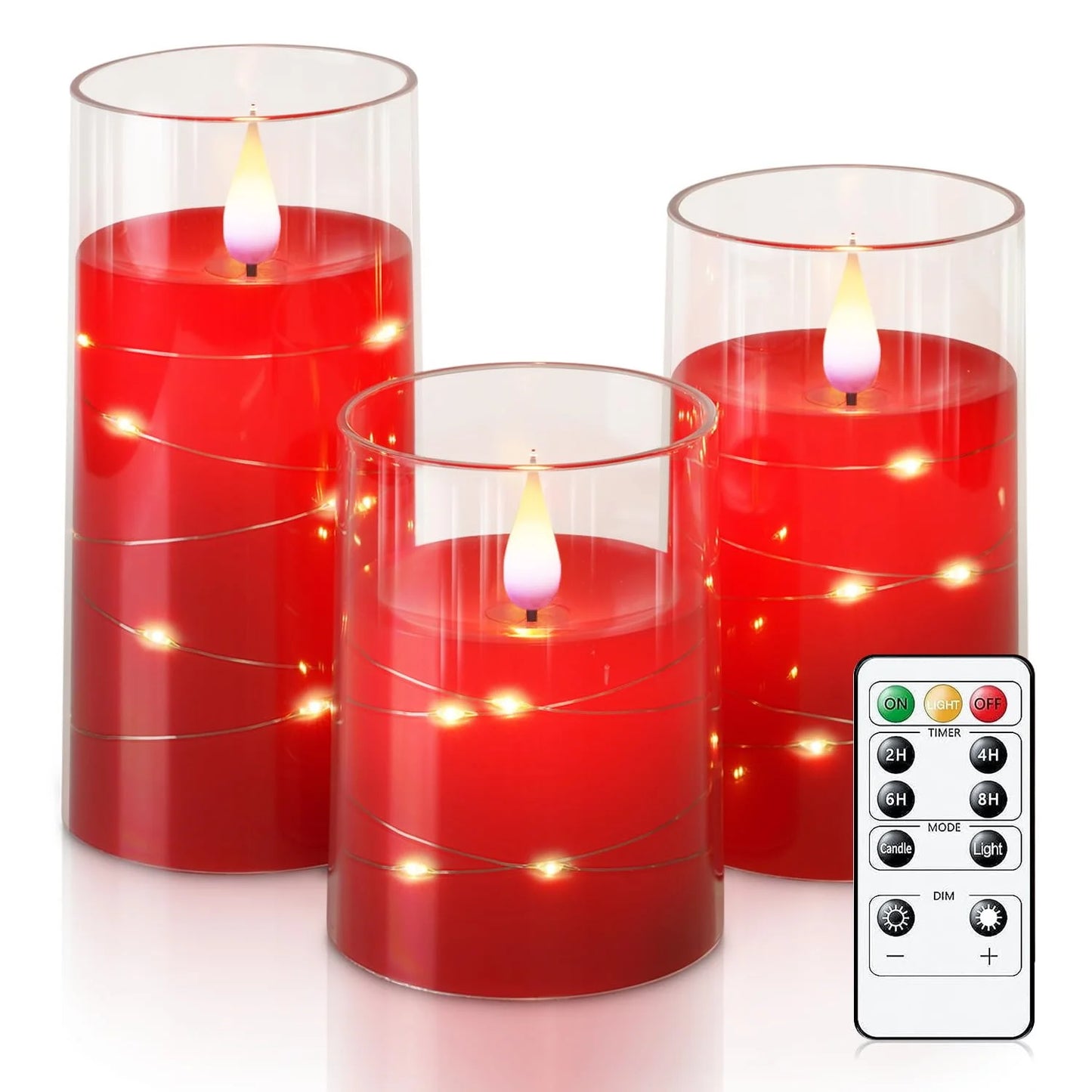 3pcs/set LED Flameless Candle Light Pink Blue Red Christmas Halloween Prayer Wedding Romantic Atmosphere String Light Candle