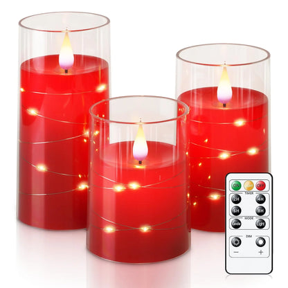 3pcs/set LED Flameless Candle Light Pink Blue Red Christmas Halloween Prayer Wedding Romantic Atmosphere String Light Candle