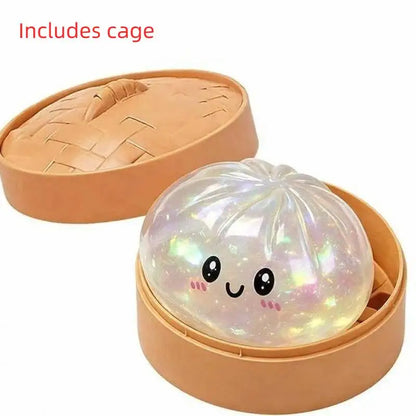 ^1Pcs Glitter Dumpling Squishy With Box Dumplings Sensory Squeeze Toy Simulated Food Decompression Toys For Stress Relief