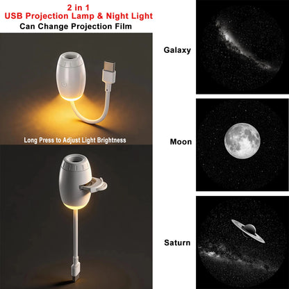 USB Car Atmosphere Projector Light Car Interior Ambient Light LED Starry Star Light Party Decor Romantic Saturn Galaxy Light