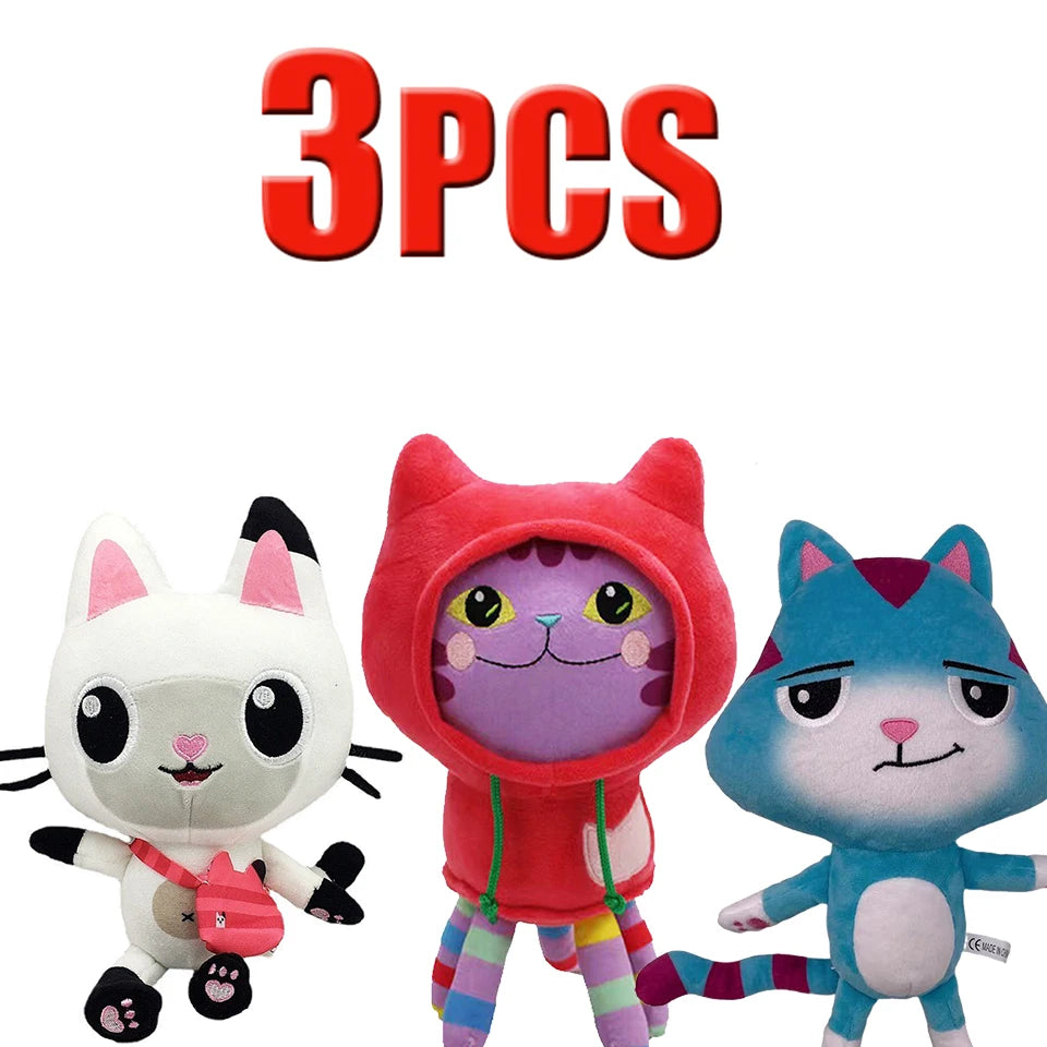 ##8-Piece Gabby Doll House Plush Toy Set 25cm Mermaid Cat Stuffed Animal Cartoon Doll Children's Christmas Gift