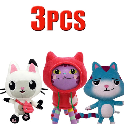 ##8-Piece Gabby Doll House Plush Toy Set 25cm Mermaid Cat Stuffed Animal Cartoon Doll Children's Christmas Gift