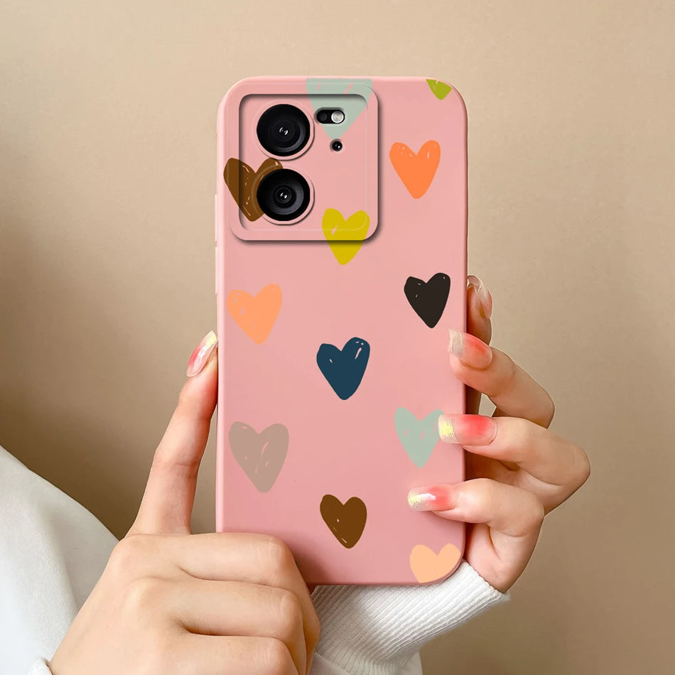 For Xiaomi 13T Pro Case Love Heart Soft Liquid Silicone Camera Protection Back Cover For Xiaomi13T 13TPro Anti Drop Phone Cases