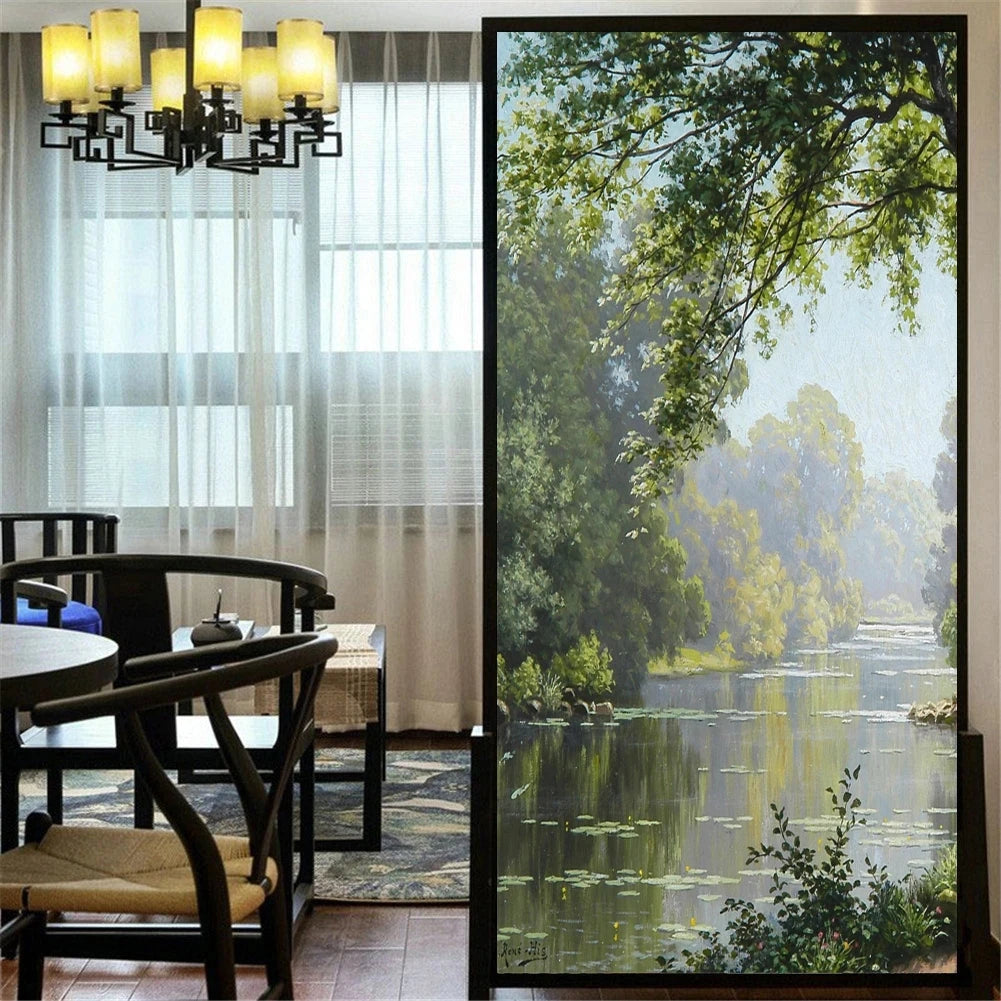 Decorative Privacy Window Film — Frosted Forest Design