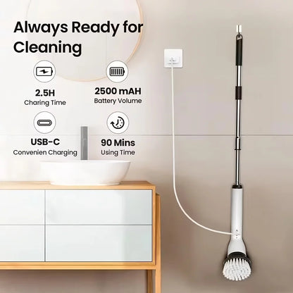 ScrubPro 360 — Electric Spin Scrubber with Extension Arm