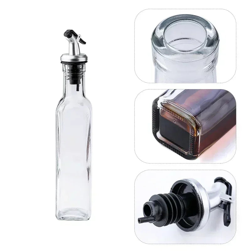 Square Glass Seasoning Bottle — Kitchen Oil & Vinegar Dispenser