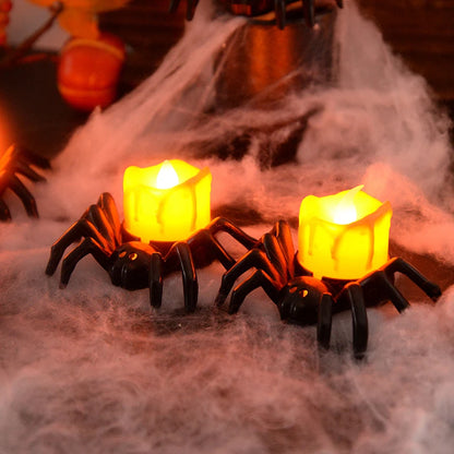 5PCS Halloween Decorations LED Candle Light Plastic Spider Pumpkin Lamp for Home Bar Haunted House Halloween Party Decor