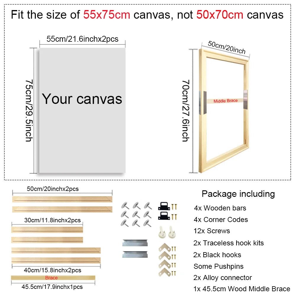 180+ Sizes DIY Wood Frames 60x90 70x100 40x50 30x40 Canvas Oil Painting Frames Wood Frame for Diamond Painting Wall Art Frame
