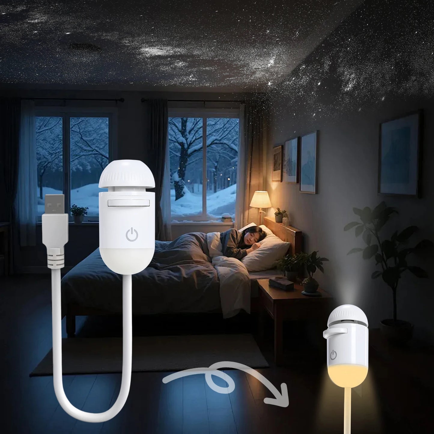 Mini Galaxy Star Projector Night Light Nebula Ceiling LED Lamp USB Star Night Light Starry Sky Ambient Lamp for Bedroom Party and More (24 Projector Films)