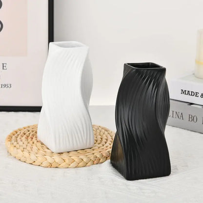 Vases - Large resin wave vases for bouquets - modern flower vases living room décor aesthetics - bohemian bedroom déc