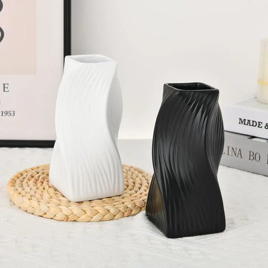 Vases - Large resin wave vases for bouquets - modern flower vases living room décor aesthetics - bohemian bedroom déc