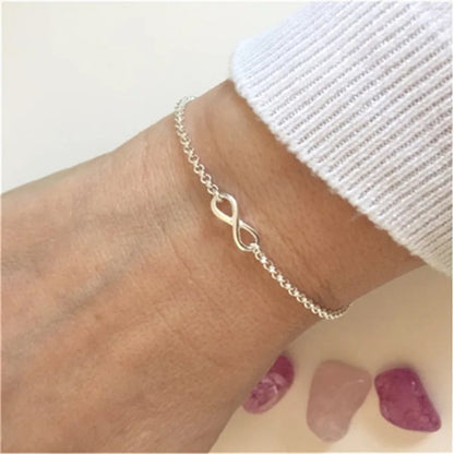 Fashion Geometry Infinite Charms Bracelets Bangles for Women Silver Golden Color Link Chain Lobster Clasps Bracelet Gift Jewelry