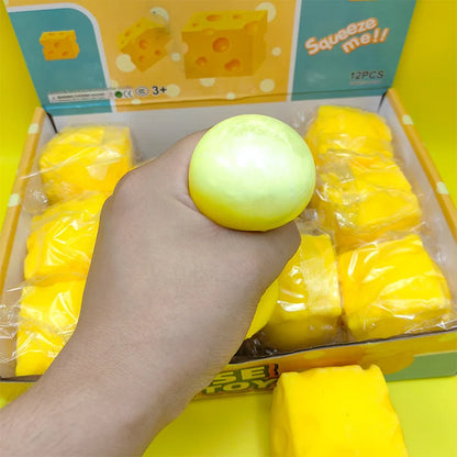 Squishy Lmitation Square Cheese Squeeze Fingertip Toy Soft Slow Rebound Cheese Stress Relief Stress Ball Kids Gift Fidget Toy
