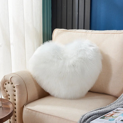 1pc Heart/Square Shaped Throw Pillow Cushion, Long Plush Cushion Pad Pillow Fluffy Soft & Comfortable Pillow For Room