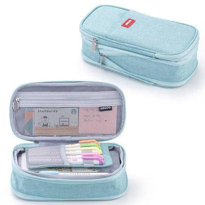 High Capacity Pencil Bag Solid Color Pen Holder School Supplies Durable Big Stationery Case Eraser Organizer for Boys Girls Gift